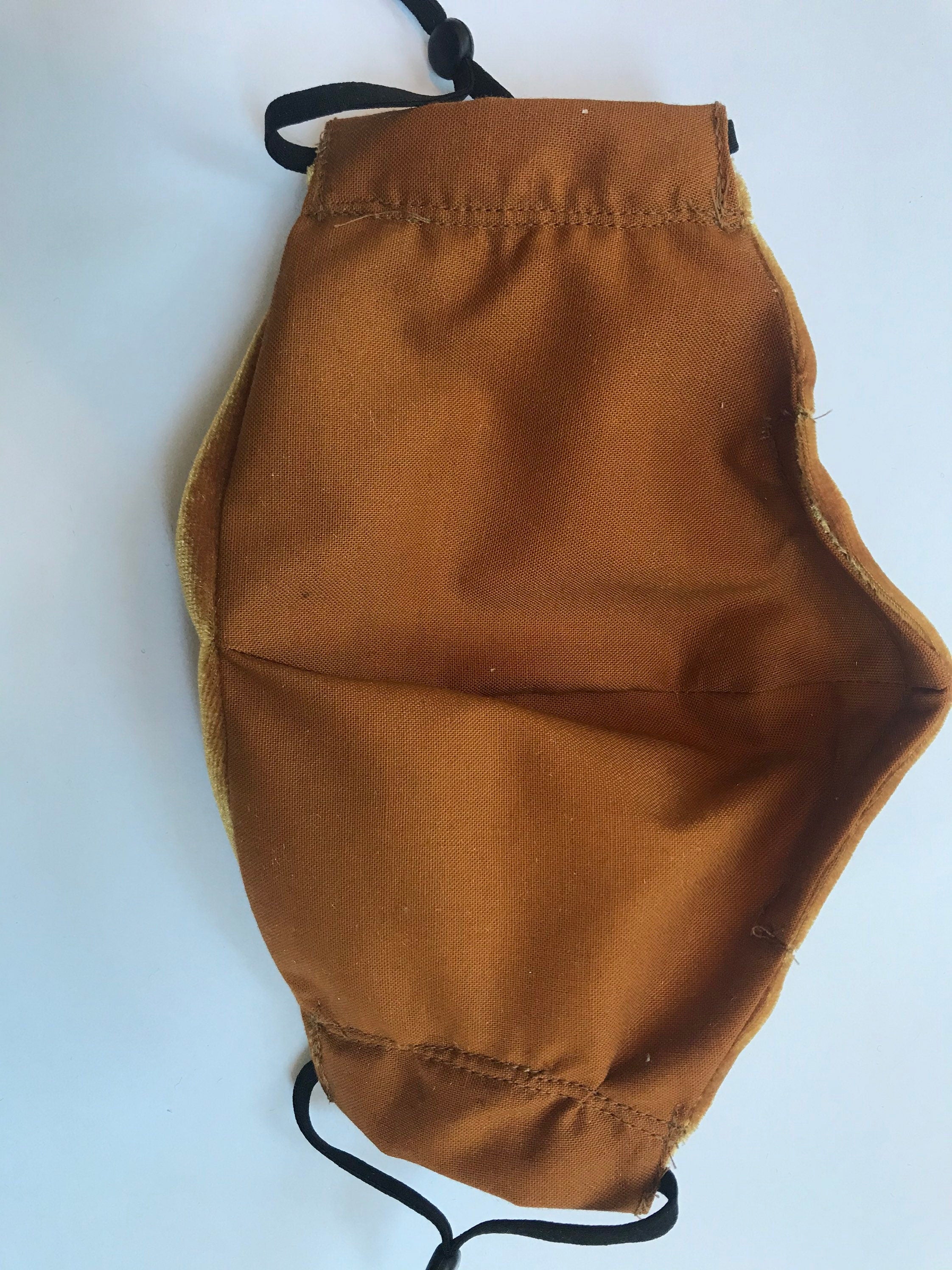 Ochre Mustard Stretch Velvet + Cotton Ruched Mask with Nose Wire + Adjustable Ear Straps Velveteen Gathered Evening Old Gold Yellow